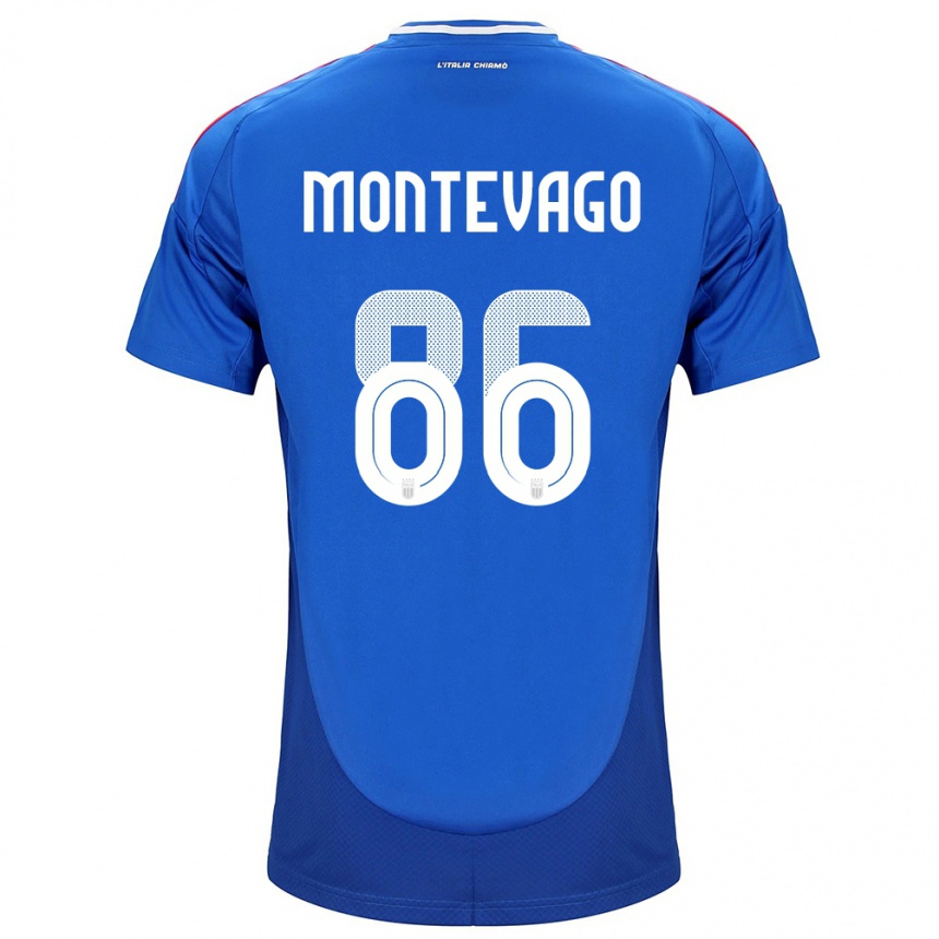 Kids Football Italy Daniele Montevago #86 Blue Home Jersey 24-26 T-Shirt Canada