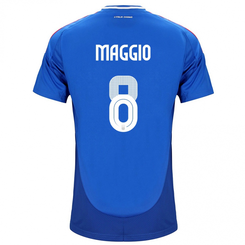 Kids Football Italy Luca Di Maggio #8 Blue Home Jersey 24-26 T-Shirt Canada