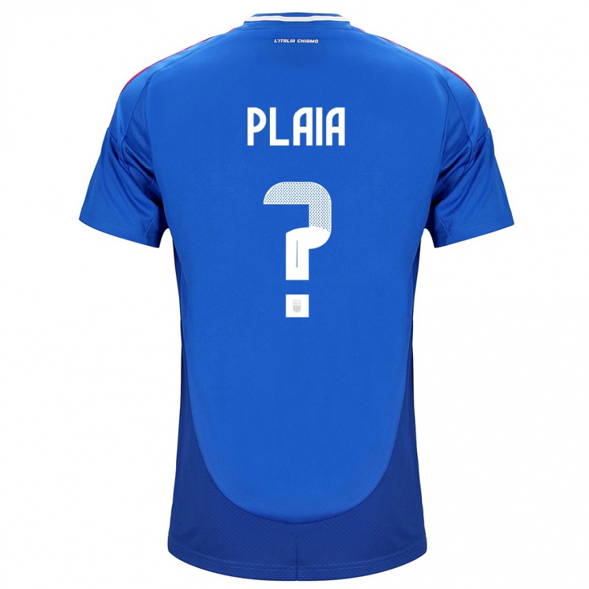 Kids Football Italy Matteo Plaia #0 Blue Home Jersey 24-26 T-Shirt Canada