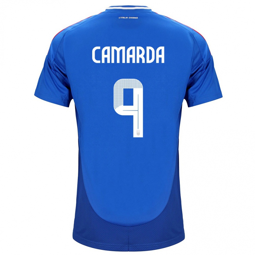 Kids Football Italy Francesco Camarda #9 Blue Home Jersey 24-26 T-Shirt Canada