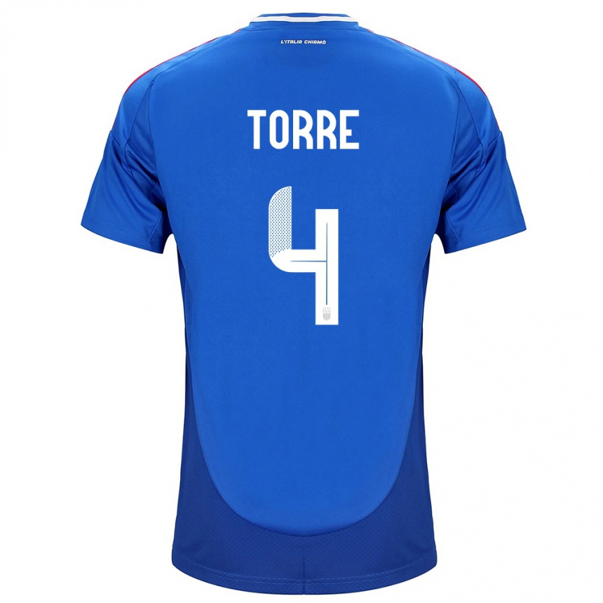 Kids Football Italy Pietro La Torre #4 Blue Home Jersey 24-26 T-Shirt Canada