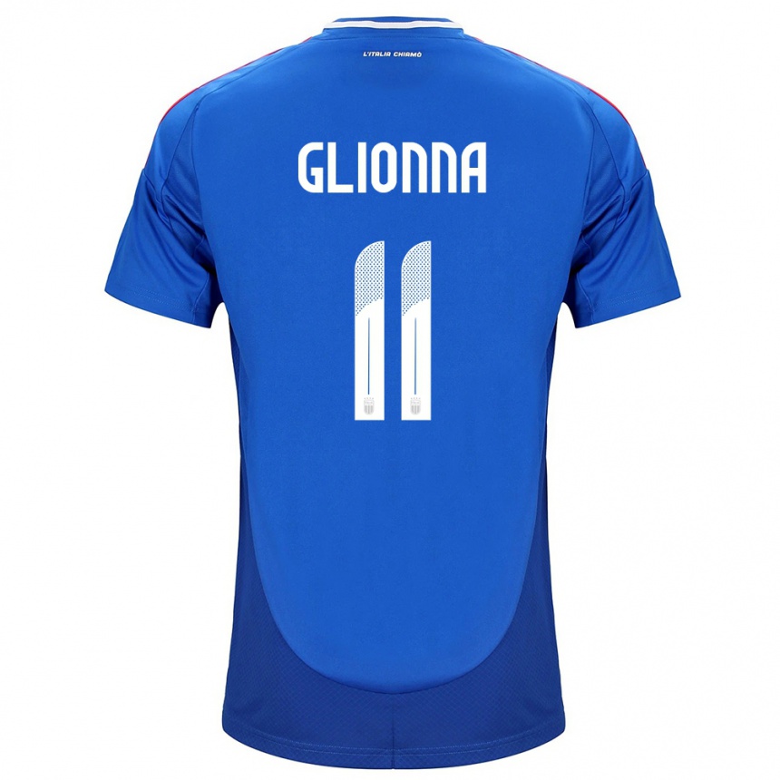 Kids Football Italy Benedetta Glionna #11 Blue Home Jersey 24-26 T-Shirt Canada