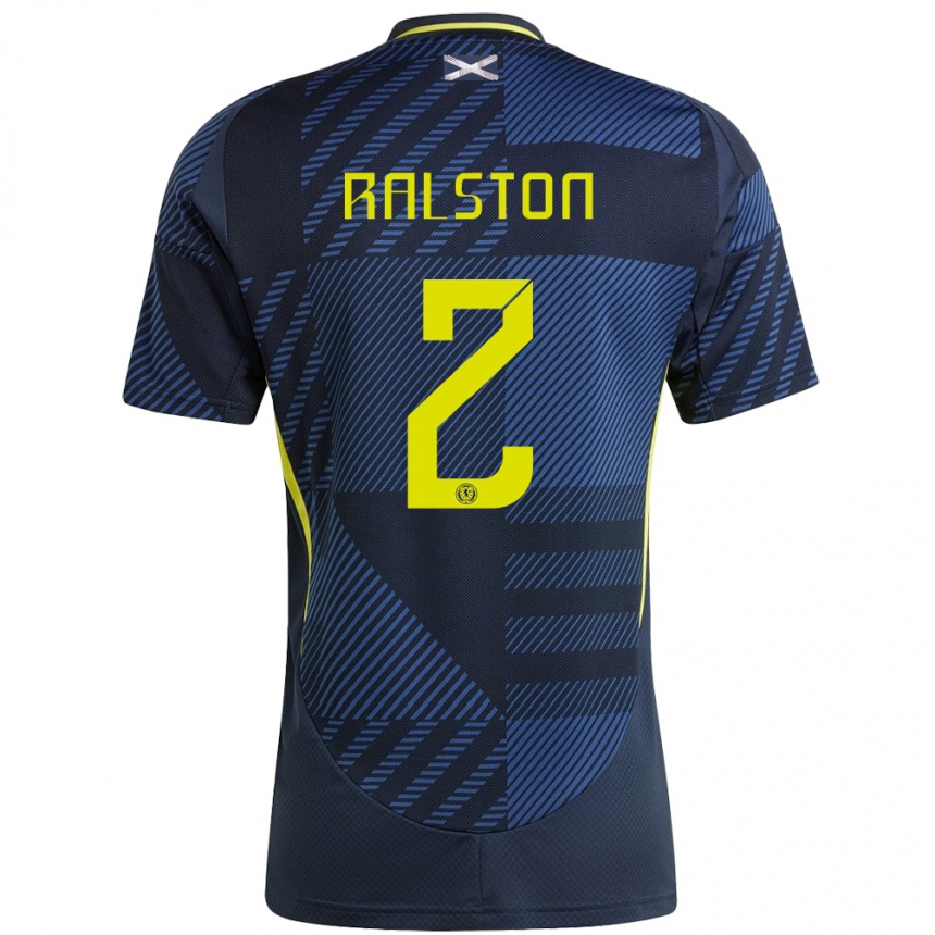 Kids Football Scotland Anthony Ralston #2 Dark Blue Home Jersey 24-26 T-Shirt Canada