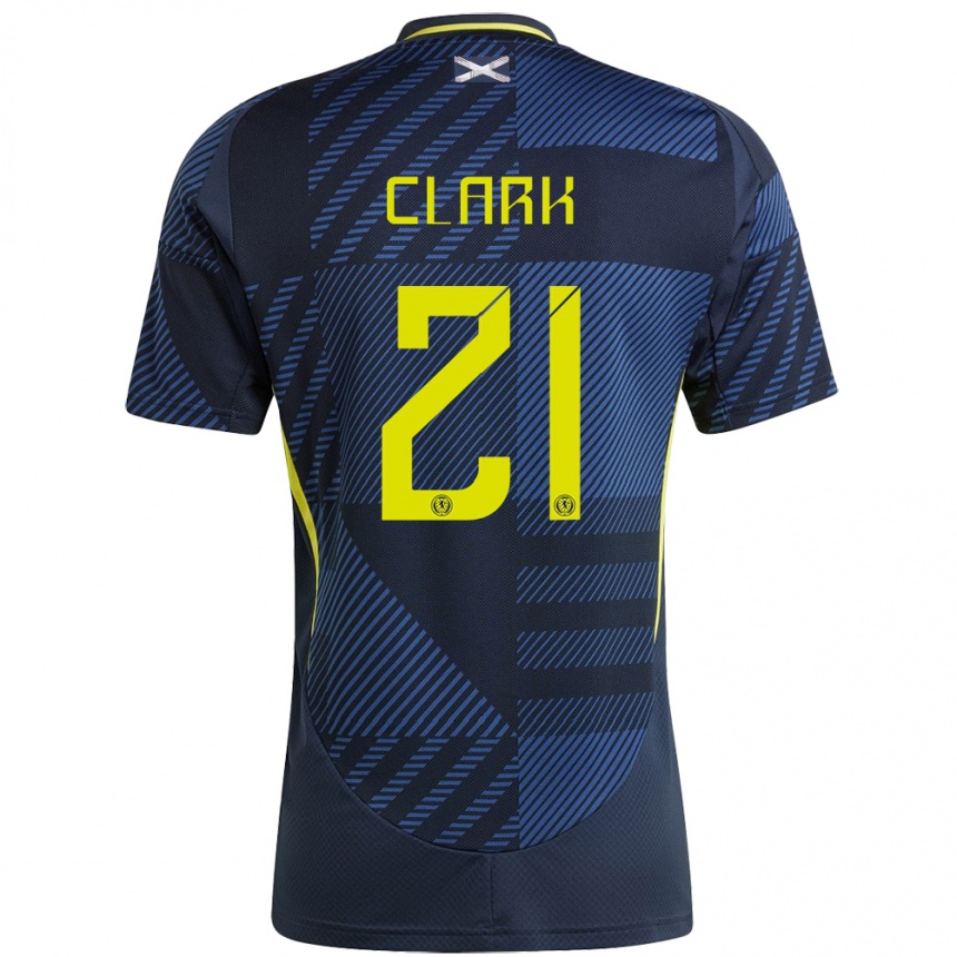 Kids Football Scotland Zander Clark #21 Dark Blue Home Jersey 24-26 T-Shirt Canada