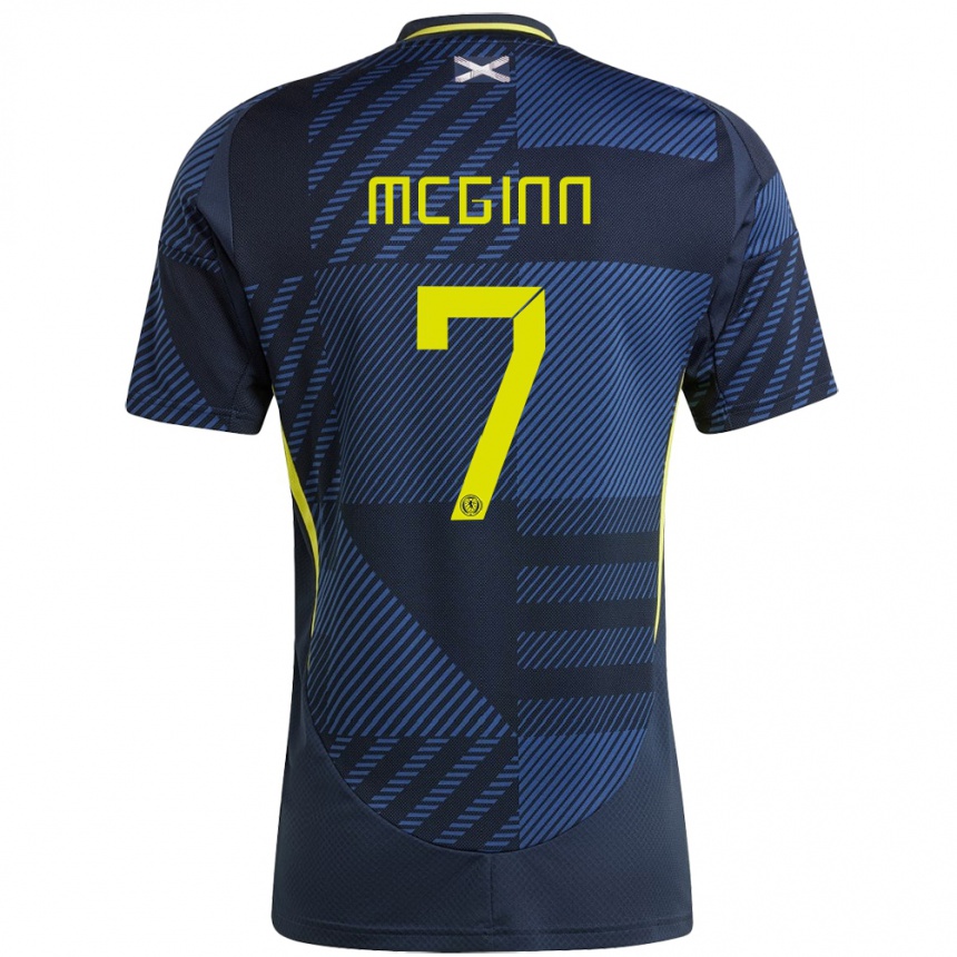 Kids Football Scotland John Mcginn #7 Dark Blue Home Jersey 24-26 T-Shirt Canada