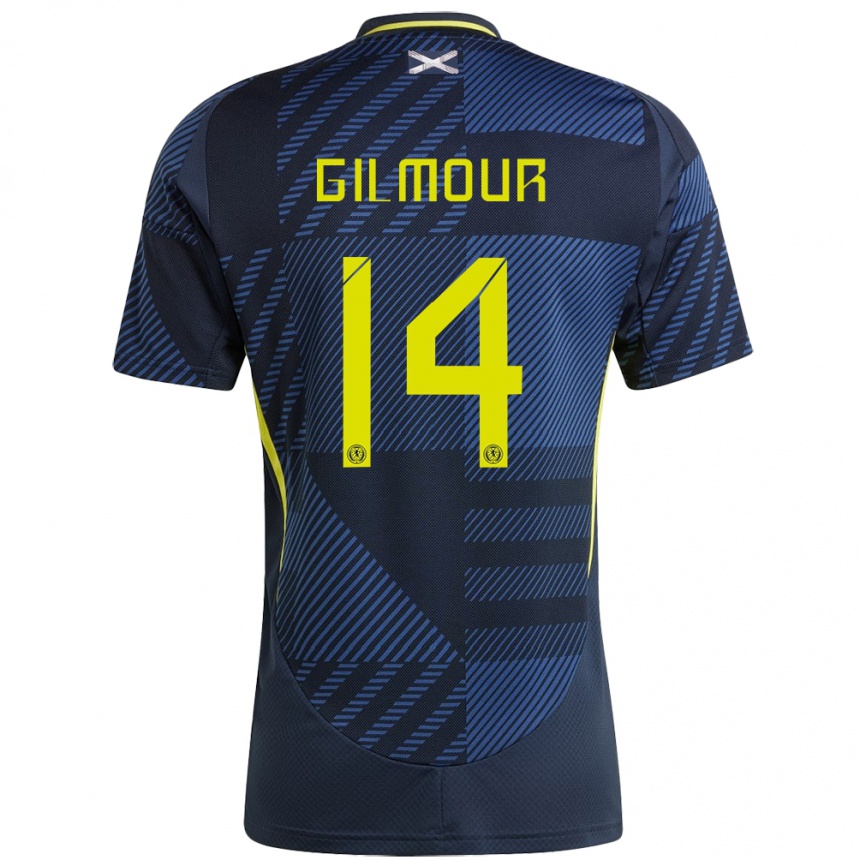 Kids Football Scotland Billy Gilmour #14 Dark Blue Home Jersey 24-26 T-Shirt Canada