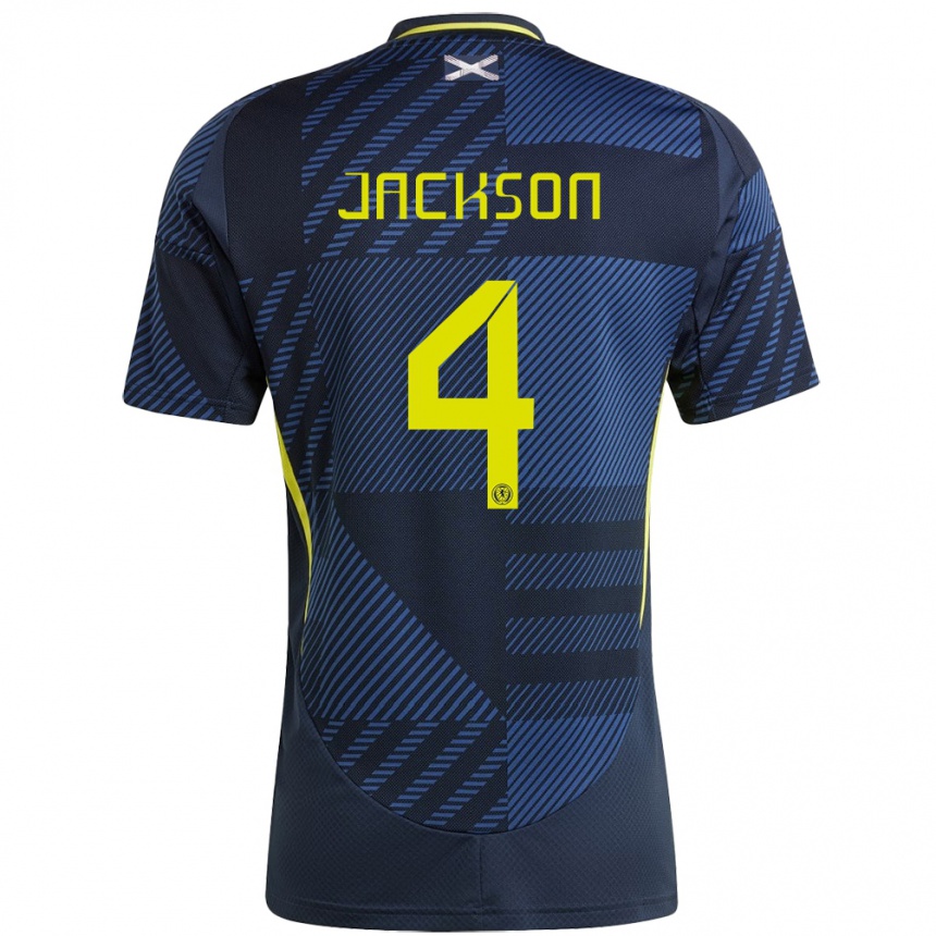 Kids Football Scotland Louis Jackson #4 Dark Blue Home Jersey 24-26 T-Shirt Canada