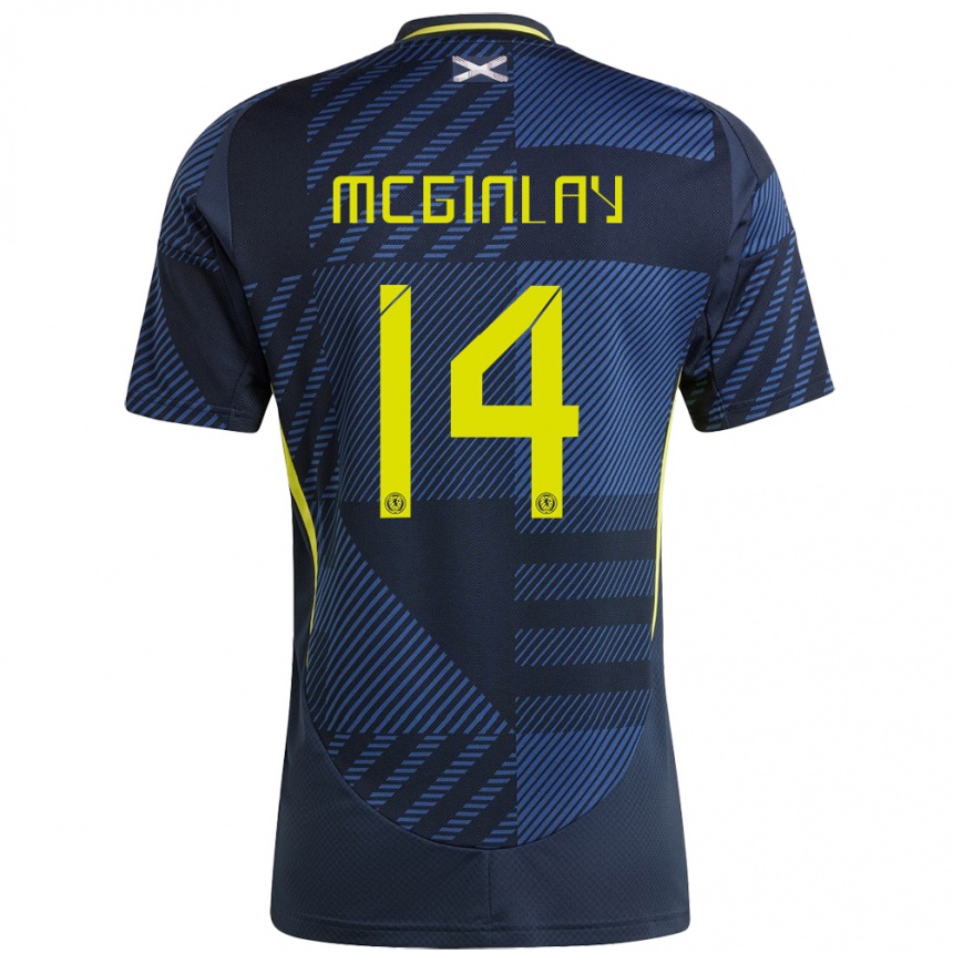 Kids Football Scotland Aiden Mcginlay #14 Dark Blue Home Jersey 24-26 T-Shirt Canada