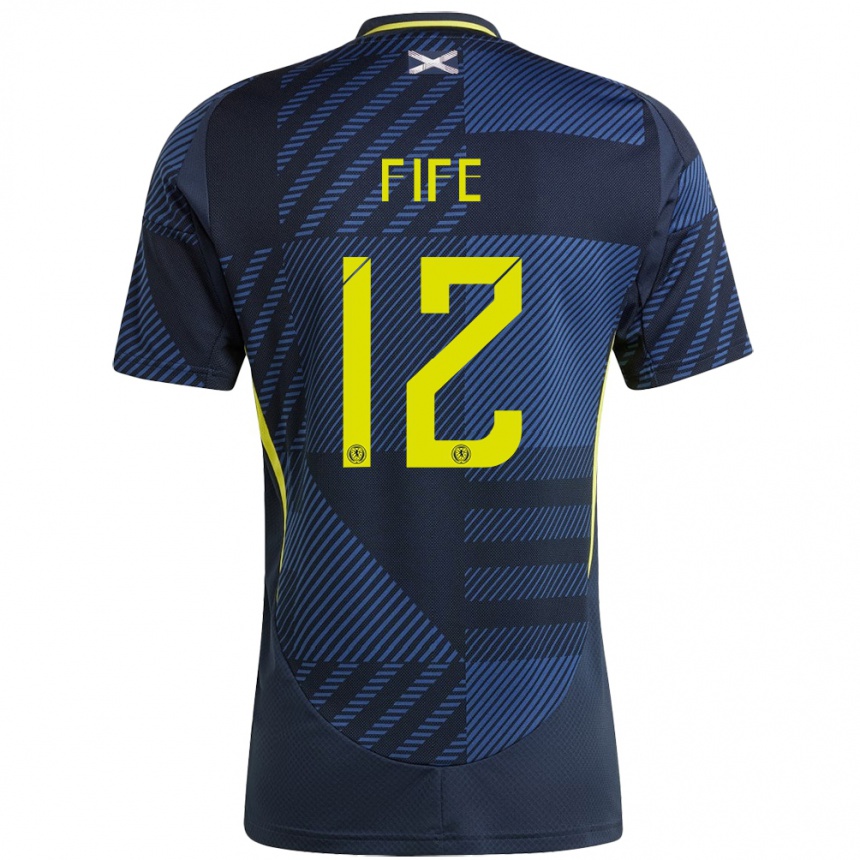 Kids Football Scotland Jenna Fife #12 Dark Blue Home Jersey 24-26 T-Shirt Canada