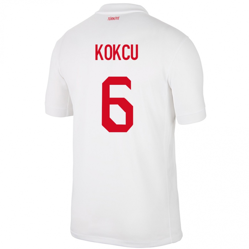 Kids Football Turkey Orkun Kökçü #6 White Home Jersey 24-26 T-Shirt Canada