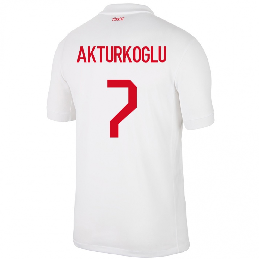 Kids Football Turkey Kerem Aktürkoğlu #7 White Home Jersey 24-26 T-Shirt Canada