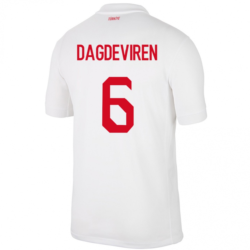 Kids Football Turkey Diren Dağdeviren #6 White Home Jersey 24-26 T-Shirt Canada