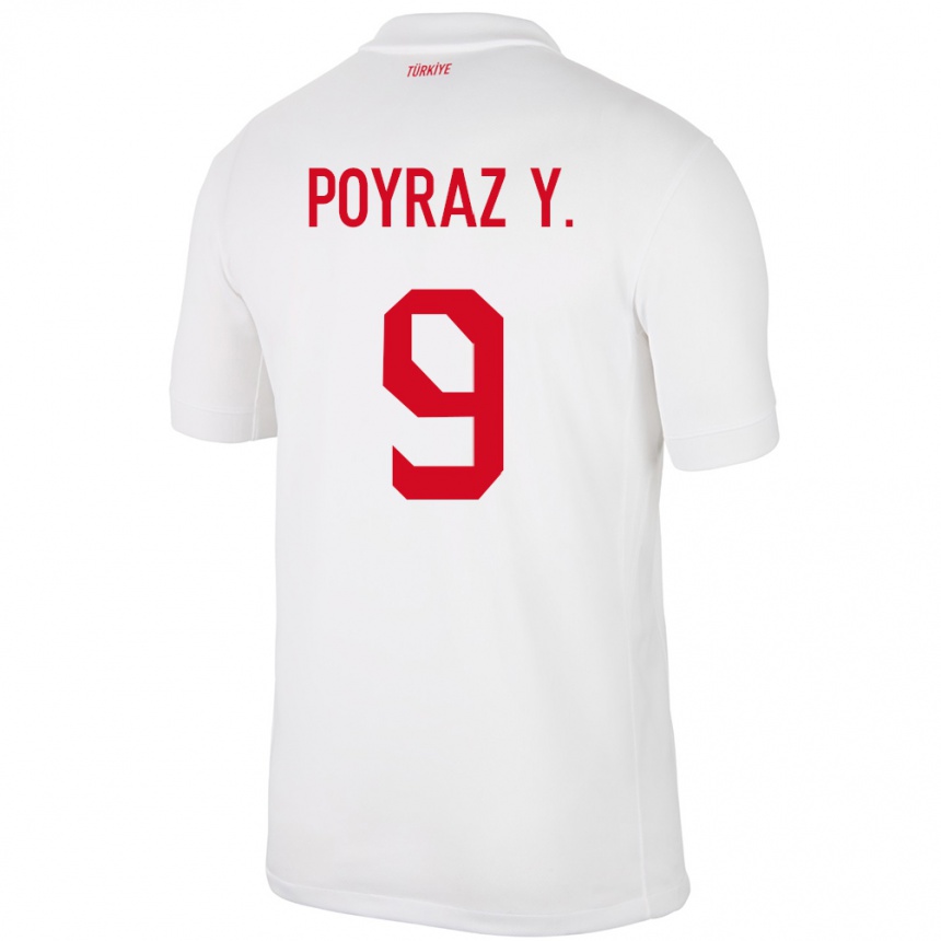 Kids Football Turkey Poyraz Yıldırım #9 White Home Jersey 24-26 T-Shirt Canada