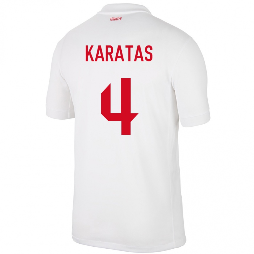 Kids Football Turkey Eda Karataş #4 White Home Jersey 24-26 T-Shirt Canada