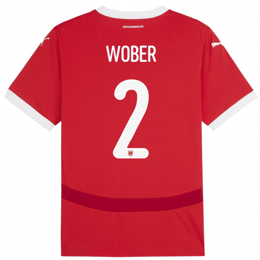 Kids Football Austria Maximilian Wöber #2 Red Home Jersey 24-26 T-Shirt Canada