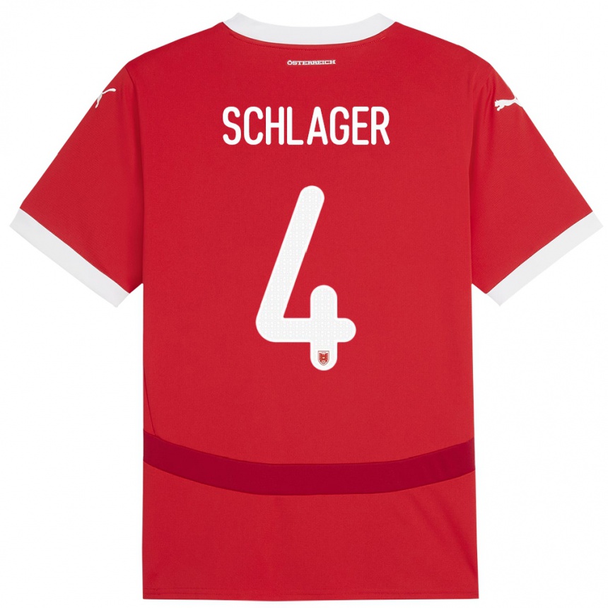 Kids Football Austria Xaver Schlager #4 Red Home Jersey 24-26 T-Shirt Canada