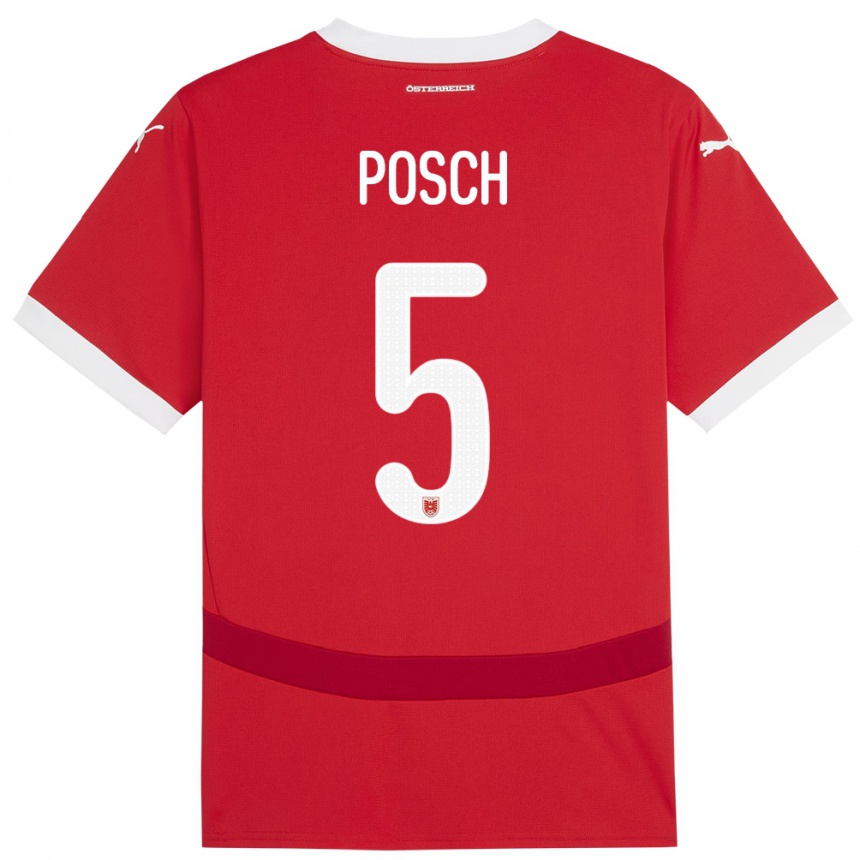 Kids Football Austria Stefan Posch #5 Red Home Jersey 24-26 T-Shirt Canada