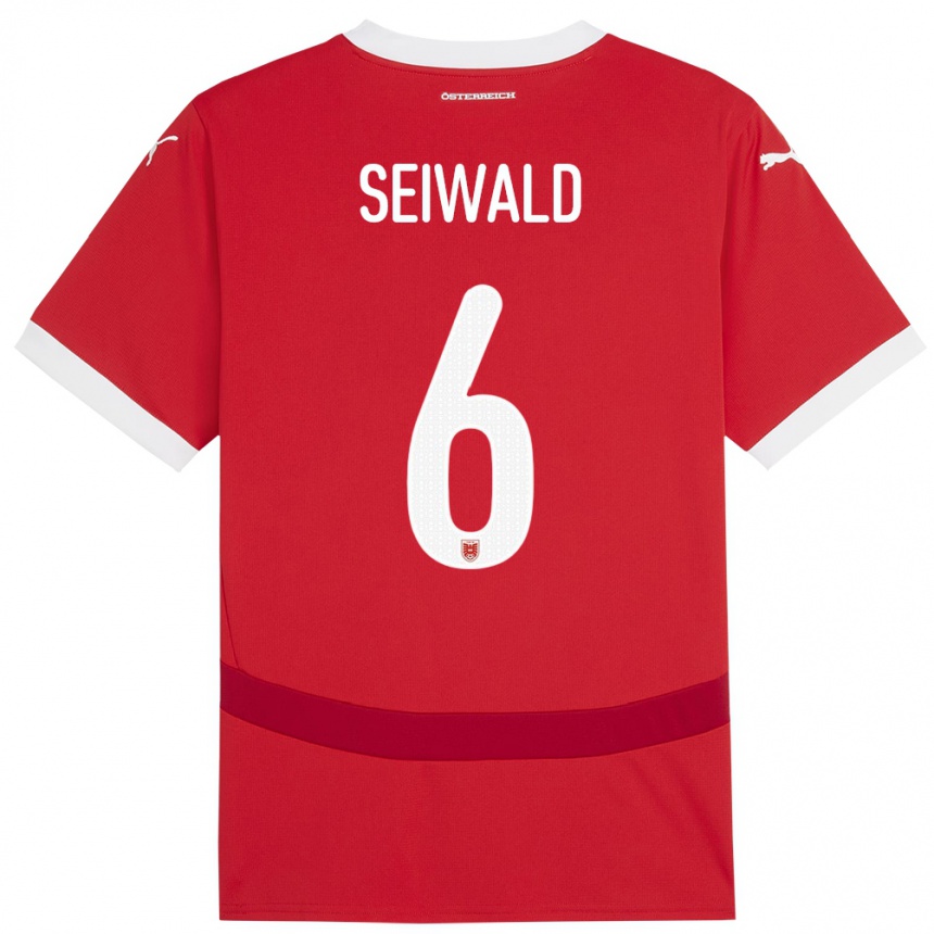 Kids Football Austria Nicolas Seiwald #6 Red Home Jersey 24-26 T-Shirt Canada