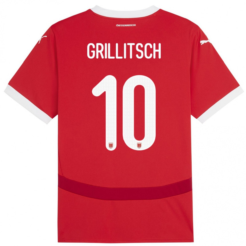 Kids Football Austria Florian Grillitsch #10 Red Home Jersey 24-26 T-Shirt Canada