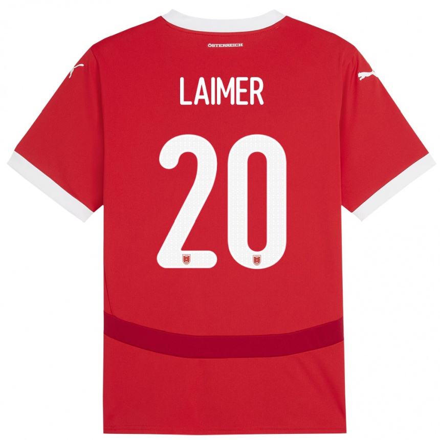 Kids Football Austria Konrad Laimer #20 Red Home Jersey 24-26 T-Shirt Canada