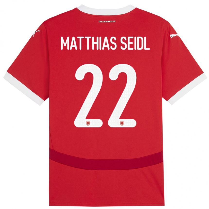 Kids Football Austria Matthias Seidl #22 Red Home Jersey 24-26 T-Shirt Canada