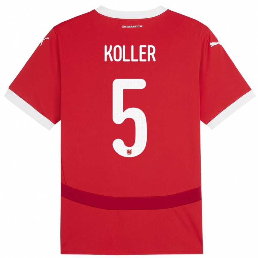 Kids Football Austria Paul Koller #5 Red Home Jersey 24-26 T-Shirt Canada