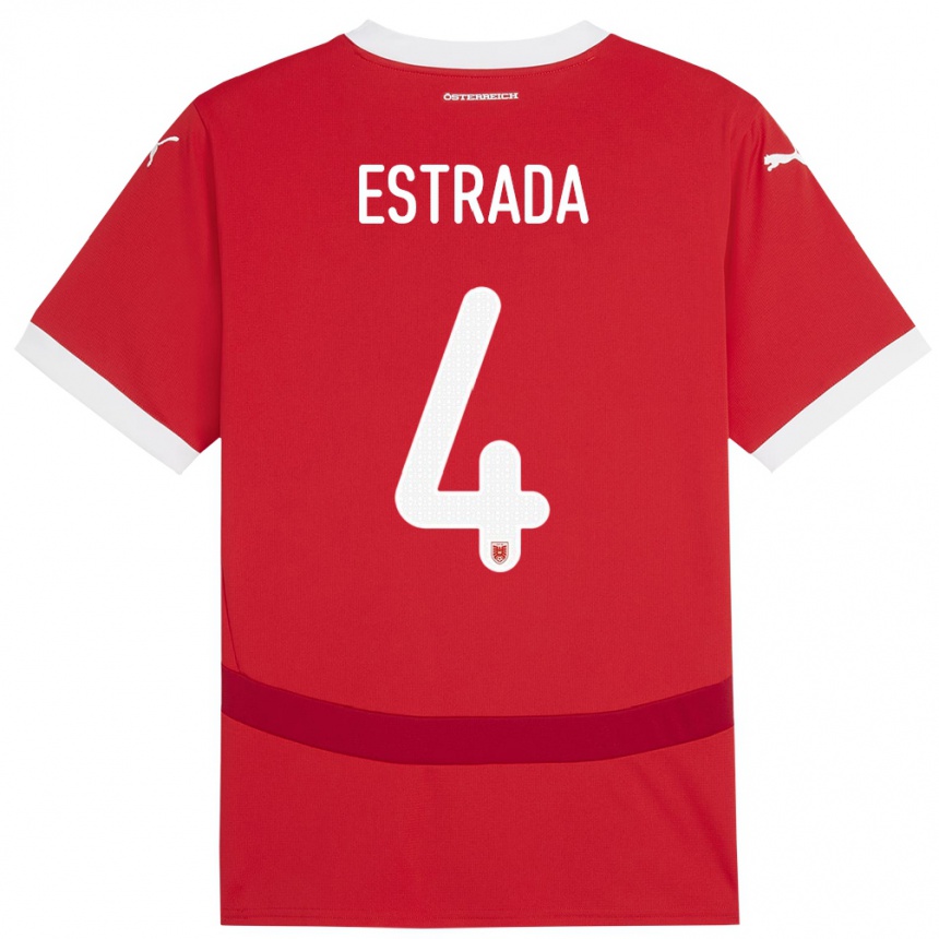 Kids Football Austria Pascal Estrada #4 Red Home Jersey 24-26 T-Shirt Canada