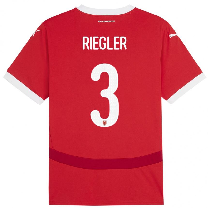 Kids Football Austria David Riegler #3 Red Home Jersey 24-26 T-Shirt Canada