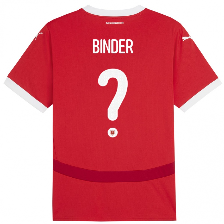 Kids Football Austria Nicolas Binder #0 Red Home Jersey 24-26 T-Shirt Canada