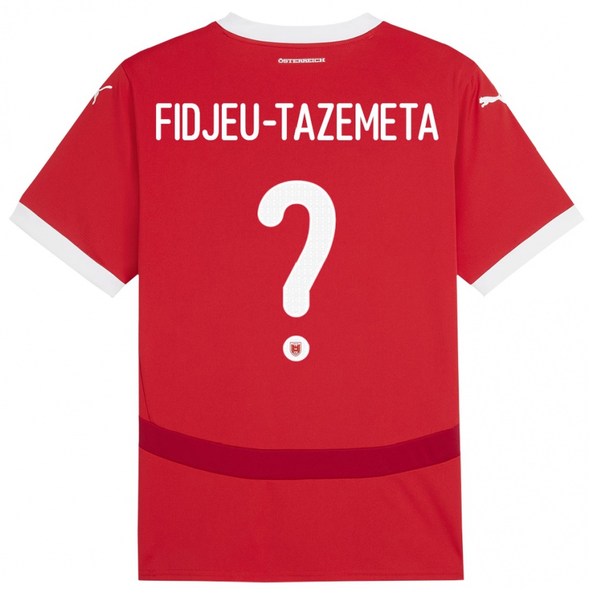 Kids Football Austria Thierry Fidjeu-Tazemeta #0 Red Home Jersey 24-26 T-Shirt Canada