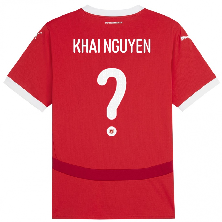 Kids Football Austria Quoc Khai Nguyen #0 Red Home Jersey 24-26 T-Shirt Canada