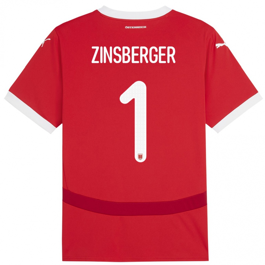 Kids Football Austria Manuela Zinsberger #1 Red Home Jersey 24-26 T-Shirt Canada