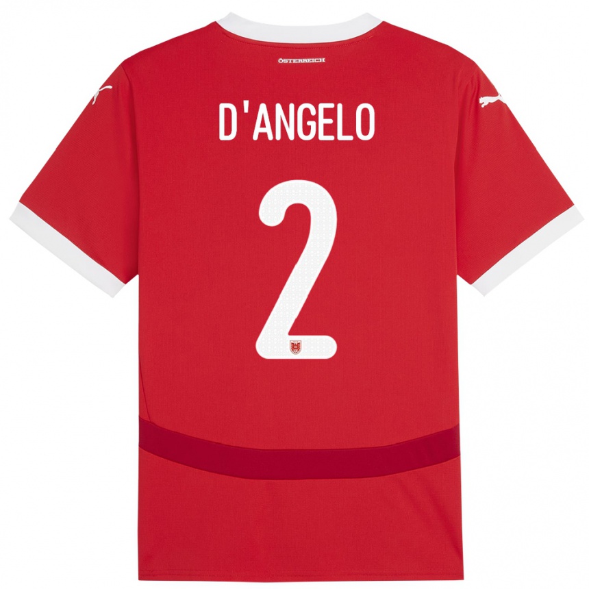 Kids Football Austria Chiara D’angelo #2 Red Home Jersey 24-26 T-Shirt Canada