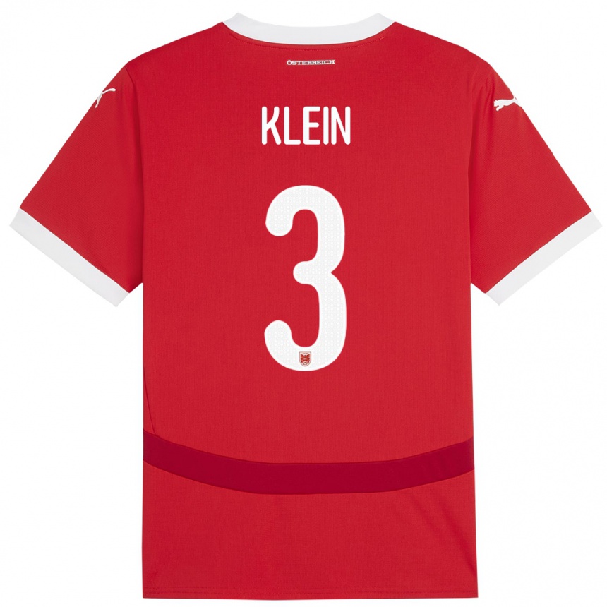 Kids Football Austria Jennifer Klein #3 Red Home Jersey 24-26 T-Shirt Canada