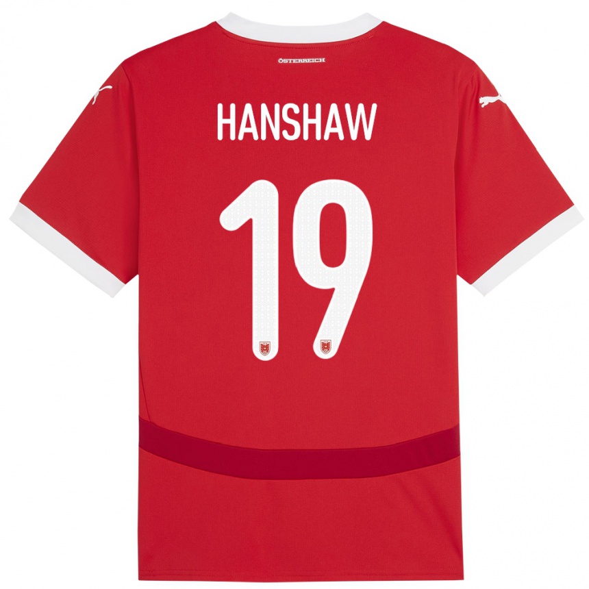 Kids Football Austria Verena Hanshaw #19 Red Home Jersey 24-26 T-Shirt Canada