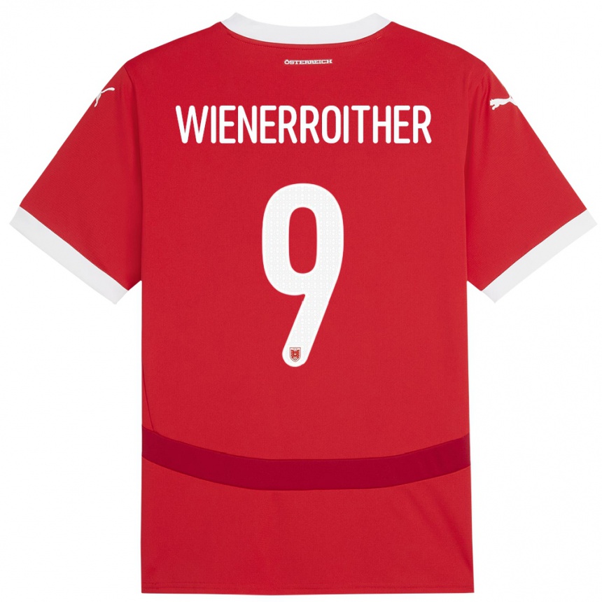 Kids Football Austria Katja Wienerroither #9 Red Home Jersey 24-26 T-Shirt Canada