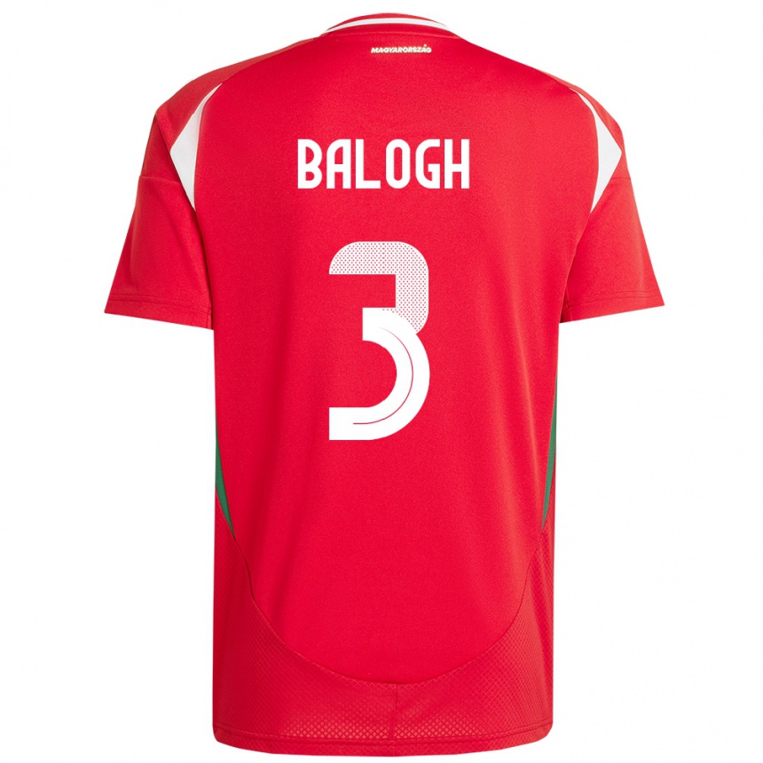 Kids Football Hungary Botond Balogh #3 Red Home Jersey 24-26 T-Shirt Canada