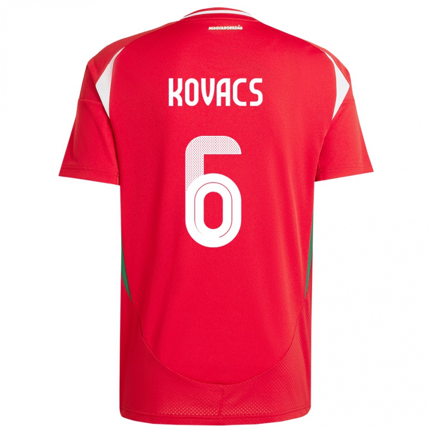 Kids Football Hungary Noel Kovács #6 Red Home Jersey 24-26 T-Shirt Canada