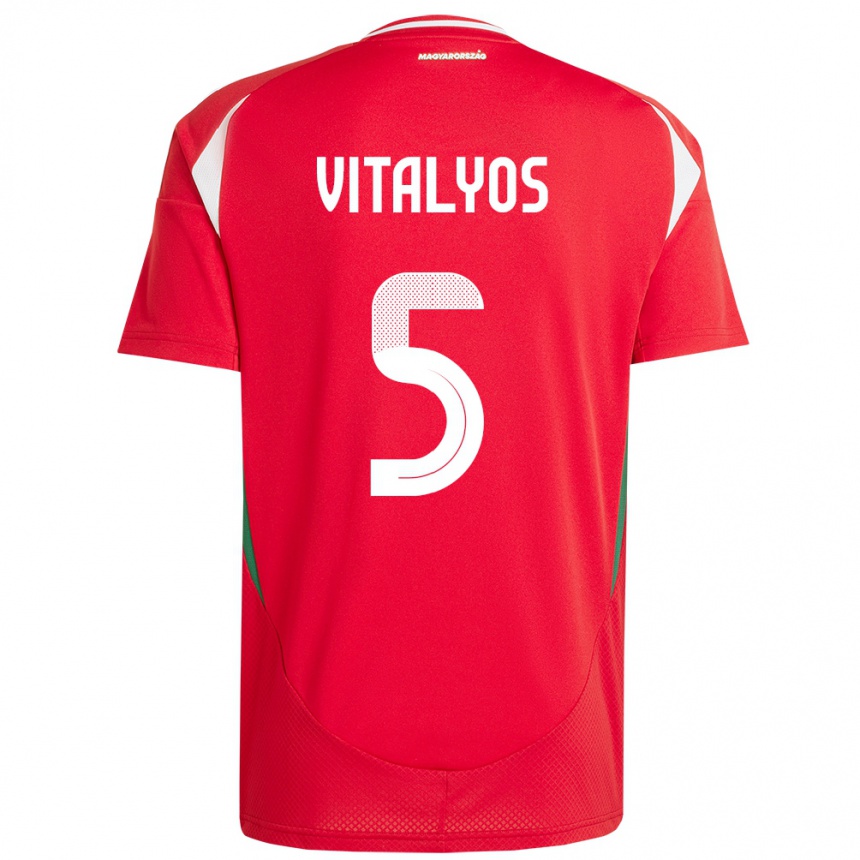 Kids Football Hungary Viktor Vitályos #5 Red Home Jersey 24-26 T-Shirt Canada