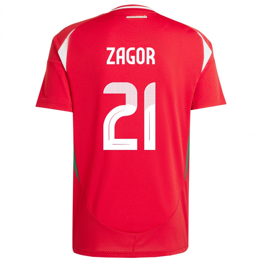 Kids Football Hungary Bernadett Zágor #21 Red Home Jersey 24-26 T-Shirt Canada