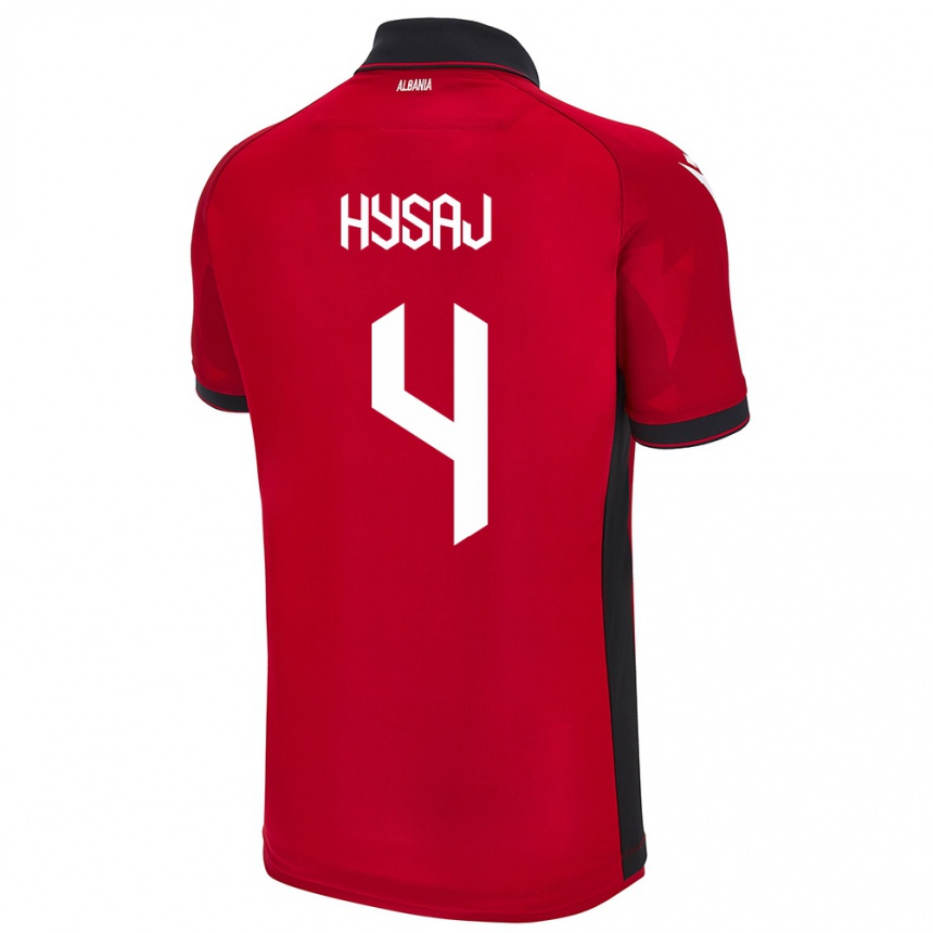 Kids Football Albania Elseid Hysaj #4 Red Home Jersey 24-26 T-Shirt Canada