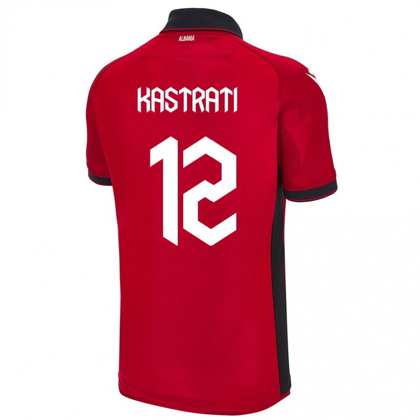 Kids Football Albania Elhan Kastrati #12 Red Home Jersey 24-26 T-Shirt Canada