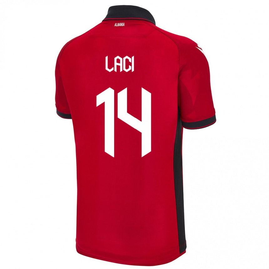 Kids Football Albania Qazim Laci #14 Red Home Jersey 24-26 T-Shirt Canada