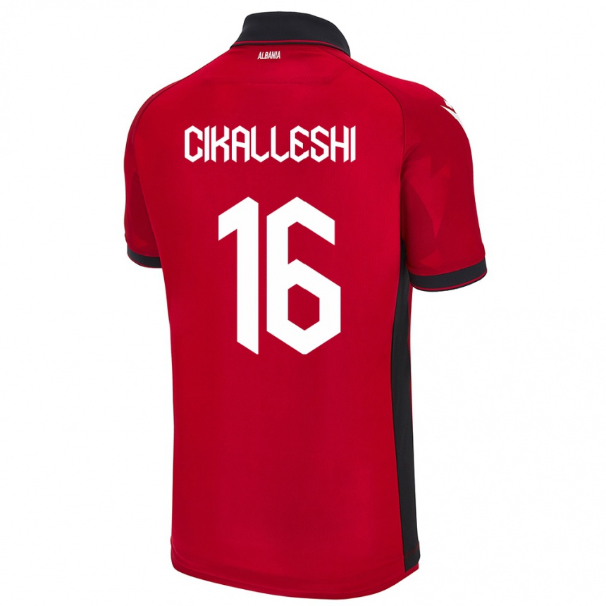 Kids Football Albania Sokol Cikalleshi #16 Red Home Jersey 24-26 T-Shirt Canada