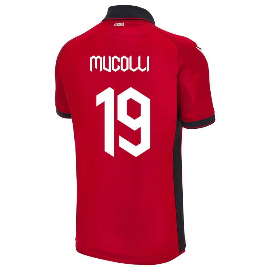 Kids Football Albania Arbnor Mucolli #19 Red Home Jersey 24-26 T-Shirt Canada