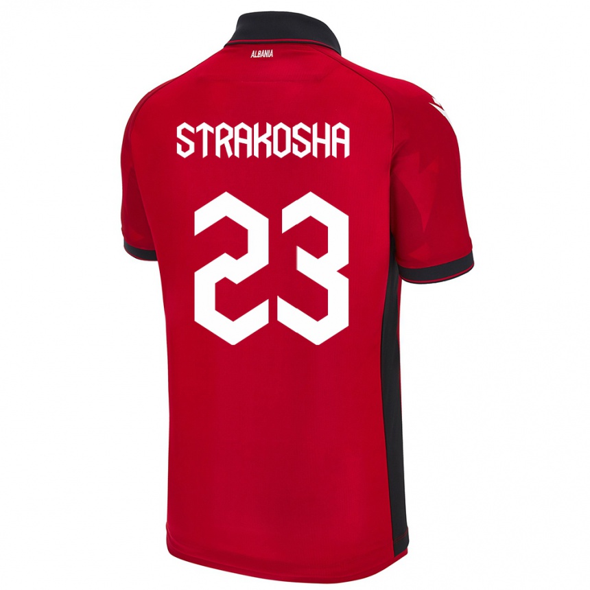 Kids Football Albania Thomas Strakosha #23 Red Home Jersey 24-26 T-Shirt Canada