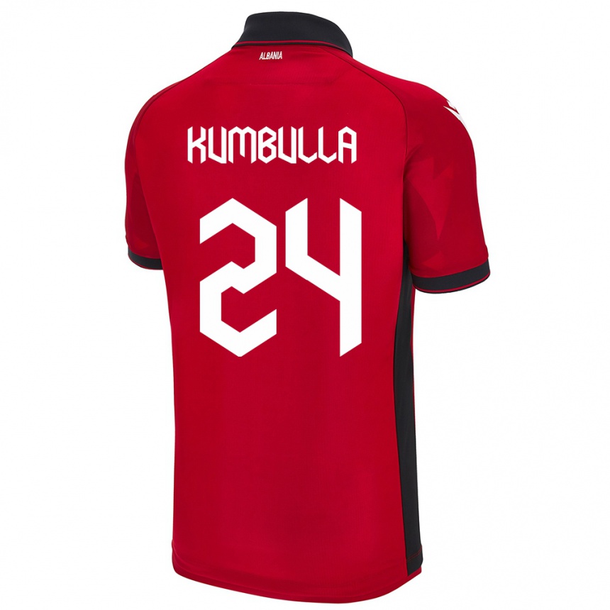 Kids Football Albania Marash Kumbulla #24 Red Home Jersey 24-26 T-Shirt Canada