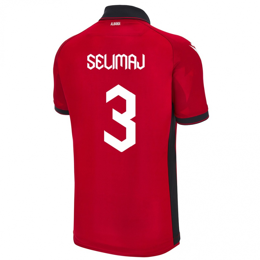 Kids Football Albania Ermis Selimaj #3 Red Home Jersey 24-26 T-Shirt Canada