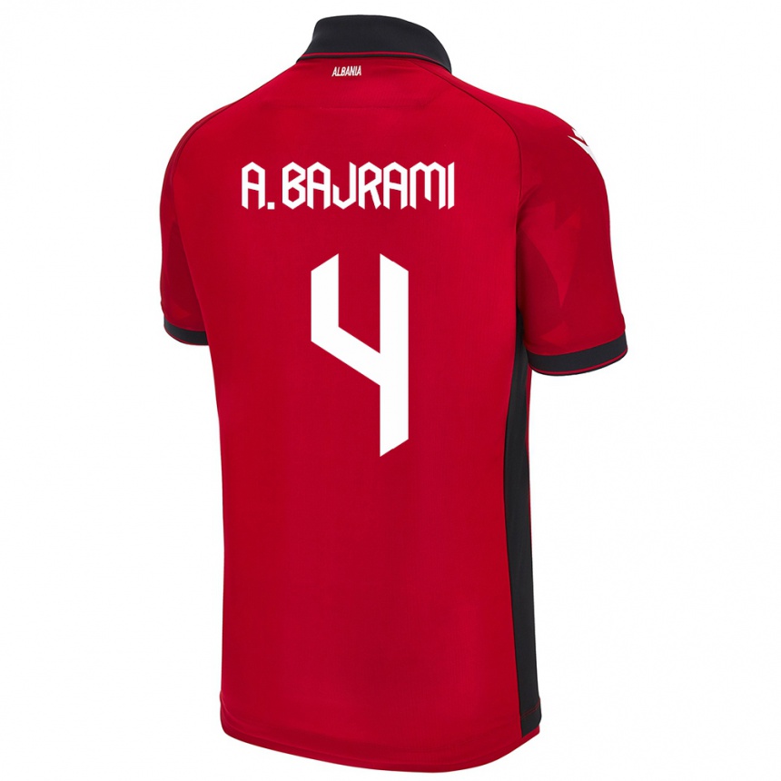 Kids Football Albania Adrian Bajrami #4 Red Home Jersey 24-26 T-Shirt Canada