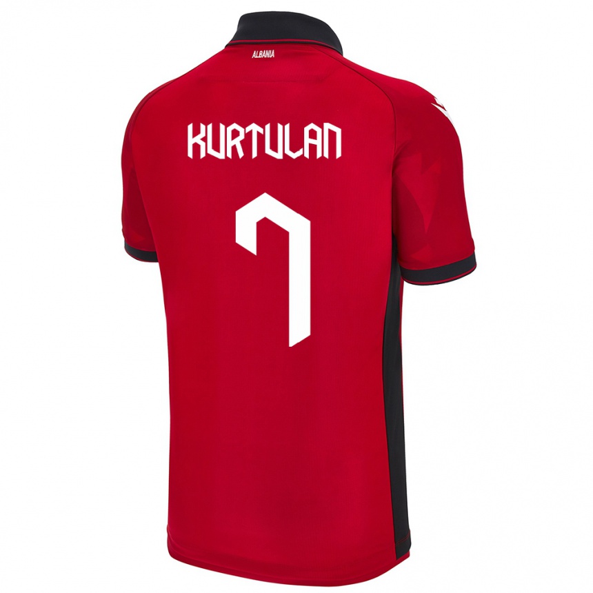 Kids Football Albania Arda Kurtulan #7 Red Home Jersey 24-26 T-Shirt Canada